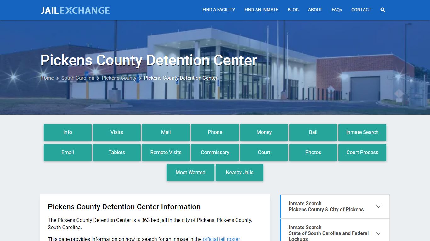 Pickens County Detention Center, SC Inmate Search, Information